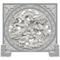 Twin Dragons and the Sacred Pearl Stone Relief