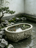 White Marble Lotus Stone Basin