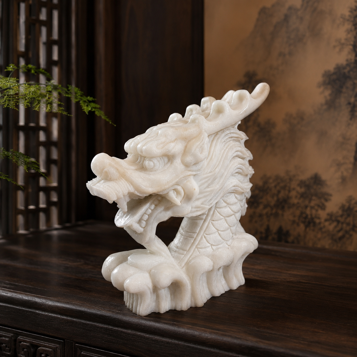 White Marble Dragon Fountain Spout
