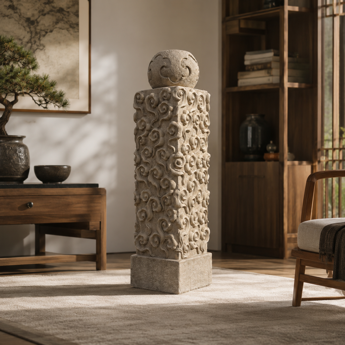 Harmonious Marble Drum Cloud Pillar