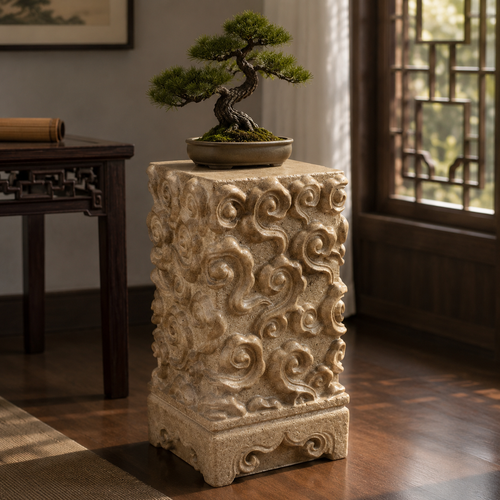 Golden Hemp Stone Cloud Pattern Square Pillar