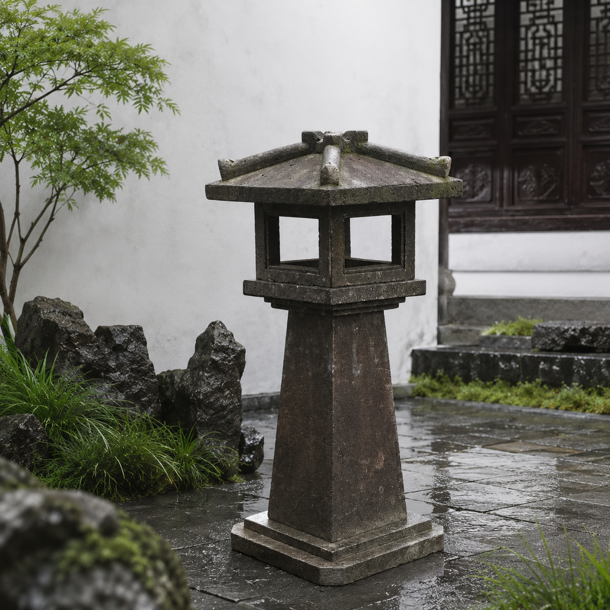 Retro stone lantern