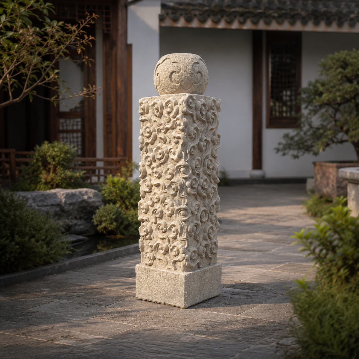 Harmonious Marble Drum Cloud Pillar